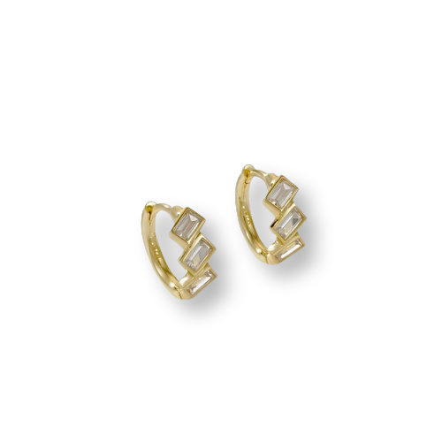 Gold Plated Sterling Silver Cubic Zirconia Hoop Earrings