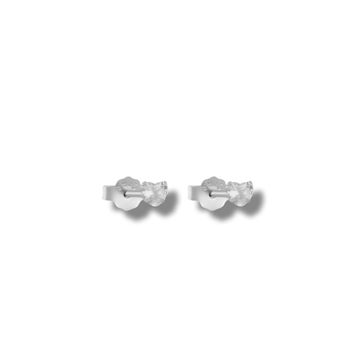 3mm Platinum Plated Sterling Silver Heart Shaped Cubic Zirconia Stud Earrings