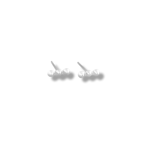 Platinum Plated Sterling Silver Minimalist Spike Row Stud Earrings