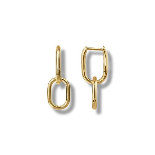Gold Plated Sterling Silver Chain Link Hoop Earrings