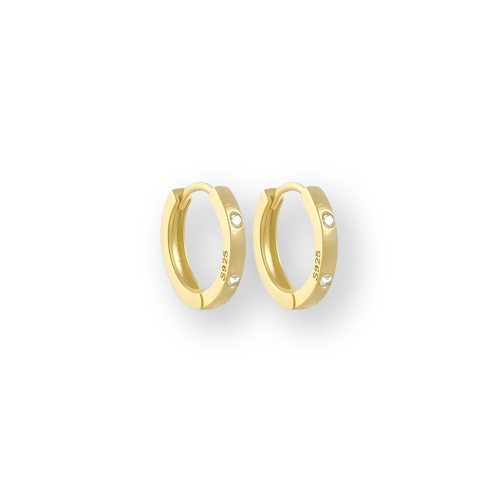 Gold Plated Sterling Silver Cubic Zirconia Hoop Earrings