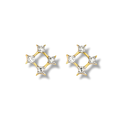 Gold Plated Sterling Silver Cubic Zirconia Square Stud Earrings