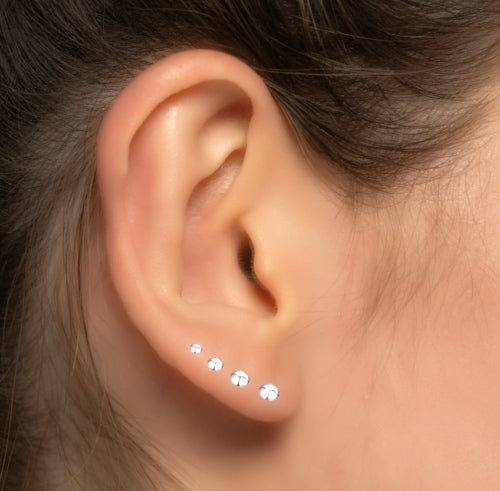 Platinum Plated Sterling Silver Bead Minimalist Stud Earrings Model