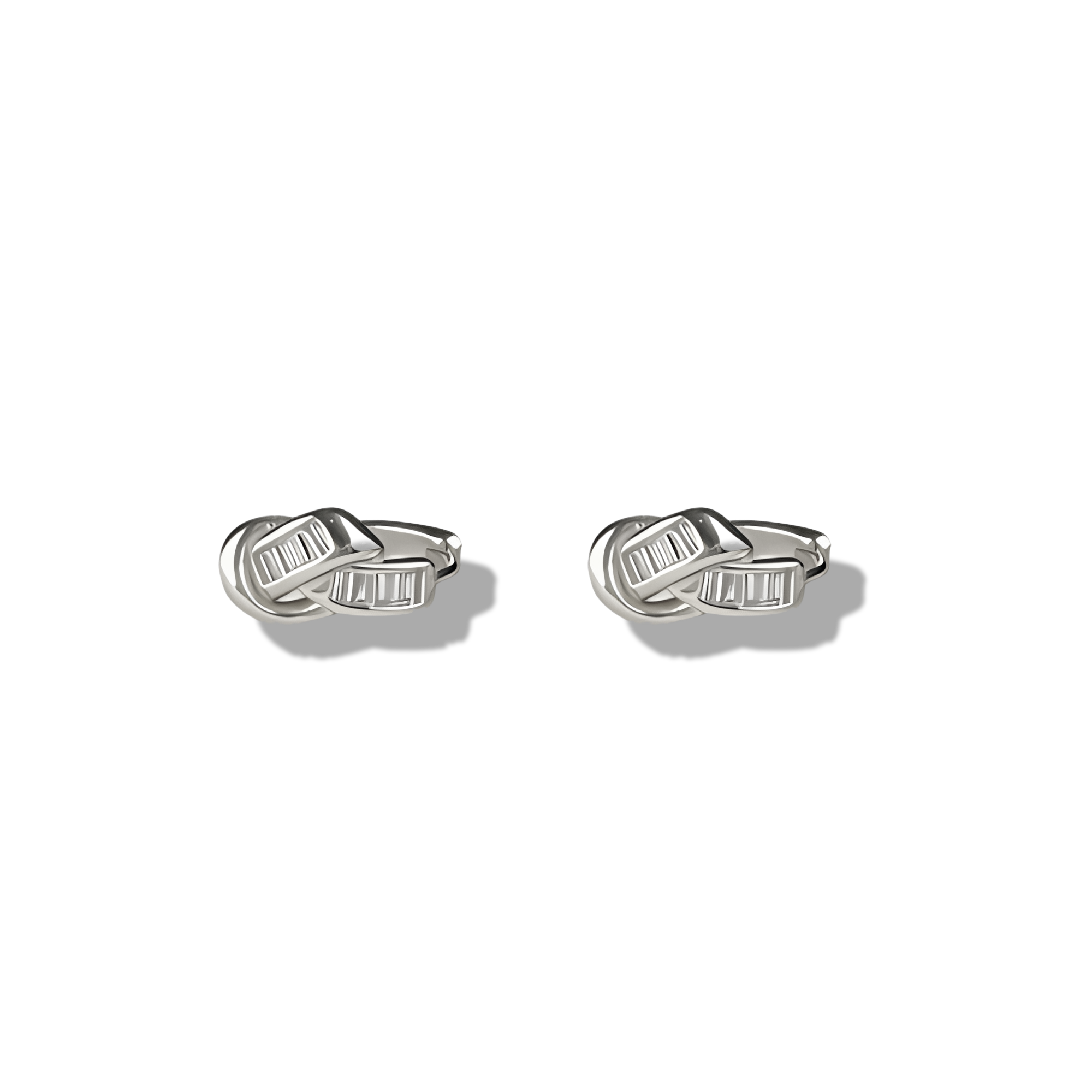 Platinum Coated Baguette Knot Hoops