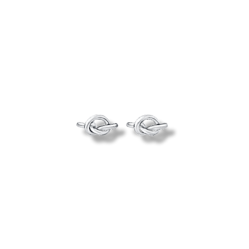 Platinum Plated Sterling Silver Love Knot Minimalist Stud Earrings