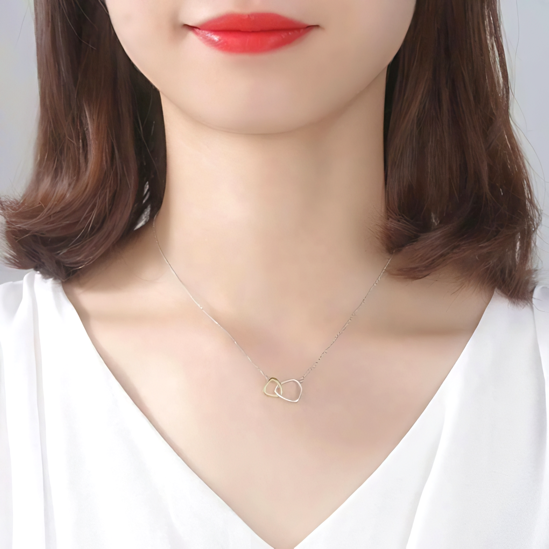 Two Tone Double Circle Necklace
