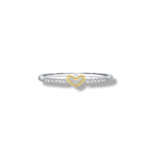 Two Tone Heart Zircon Ring