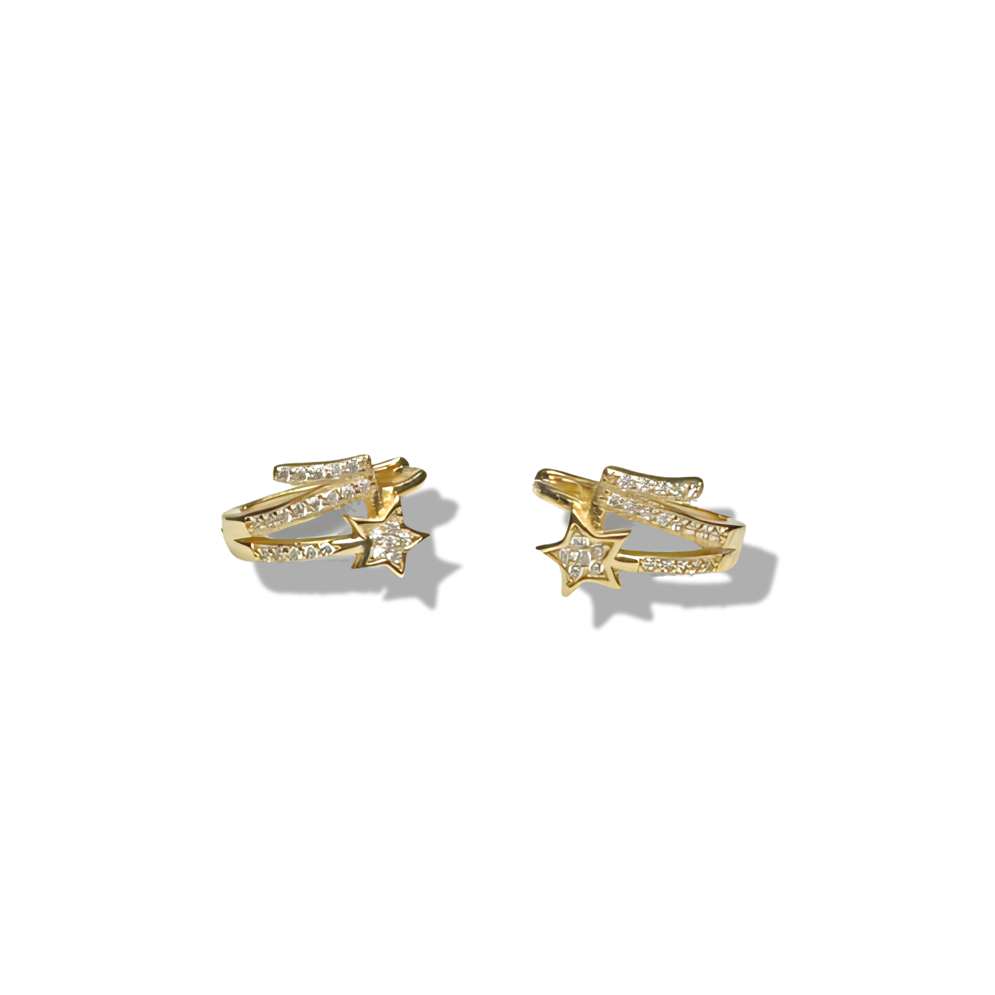 Handmade 18K Gold Coated Shooting Star Huggie Hoop
