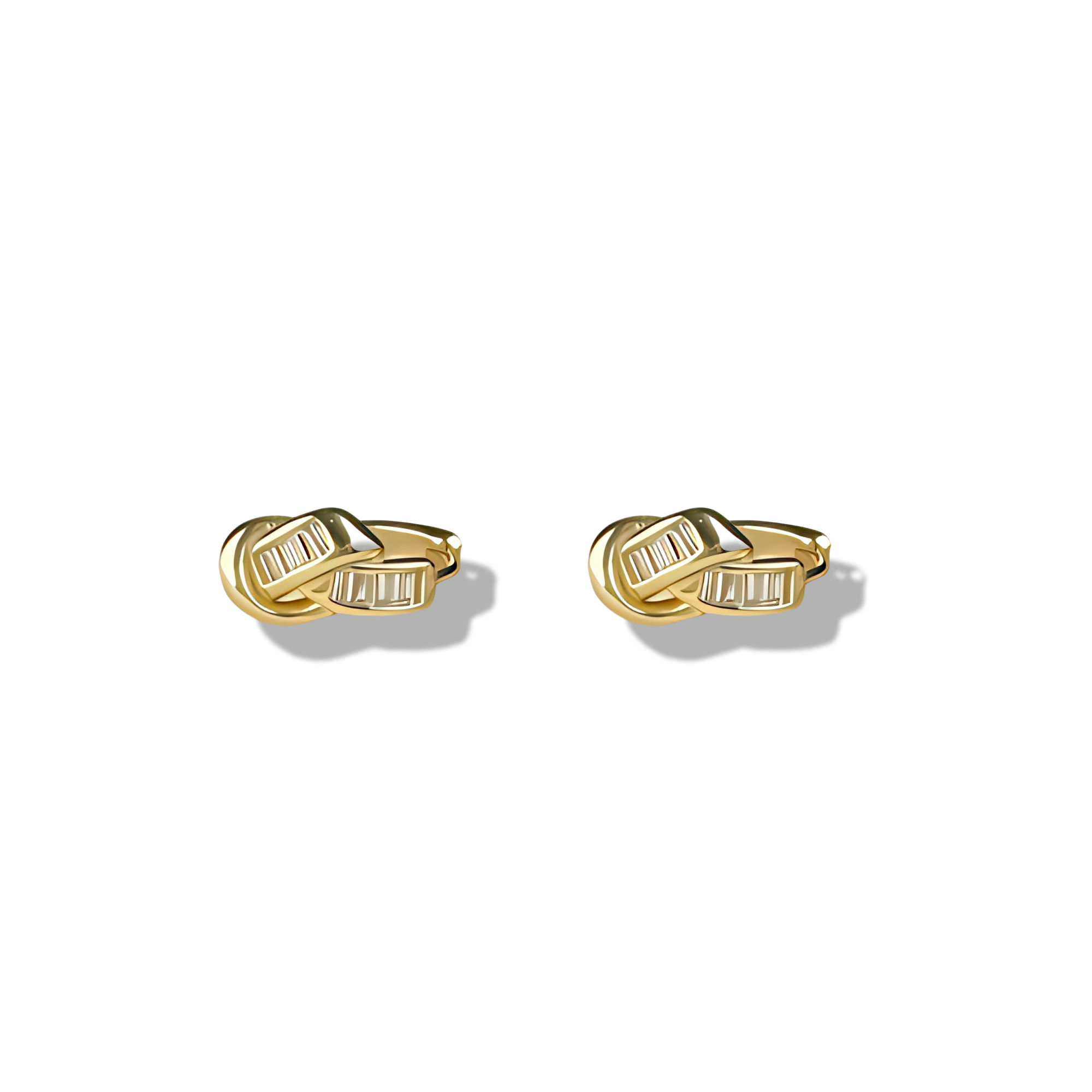 Gold Baguette Knot Hoops