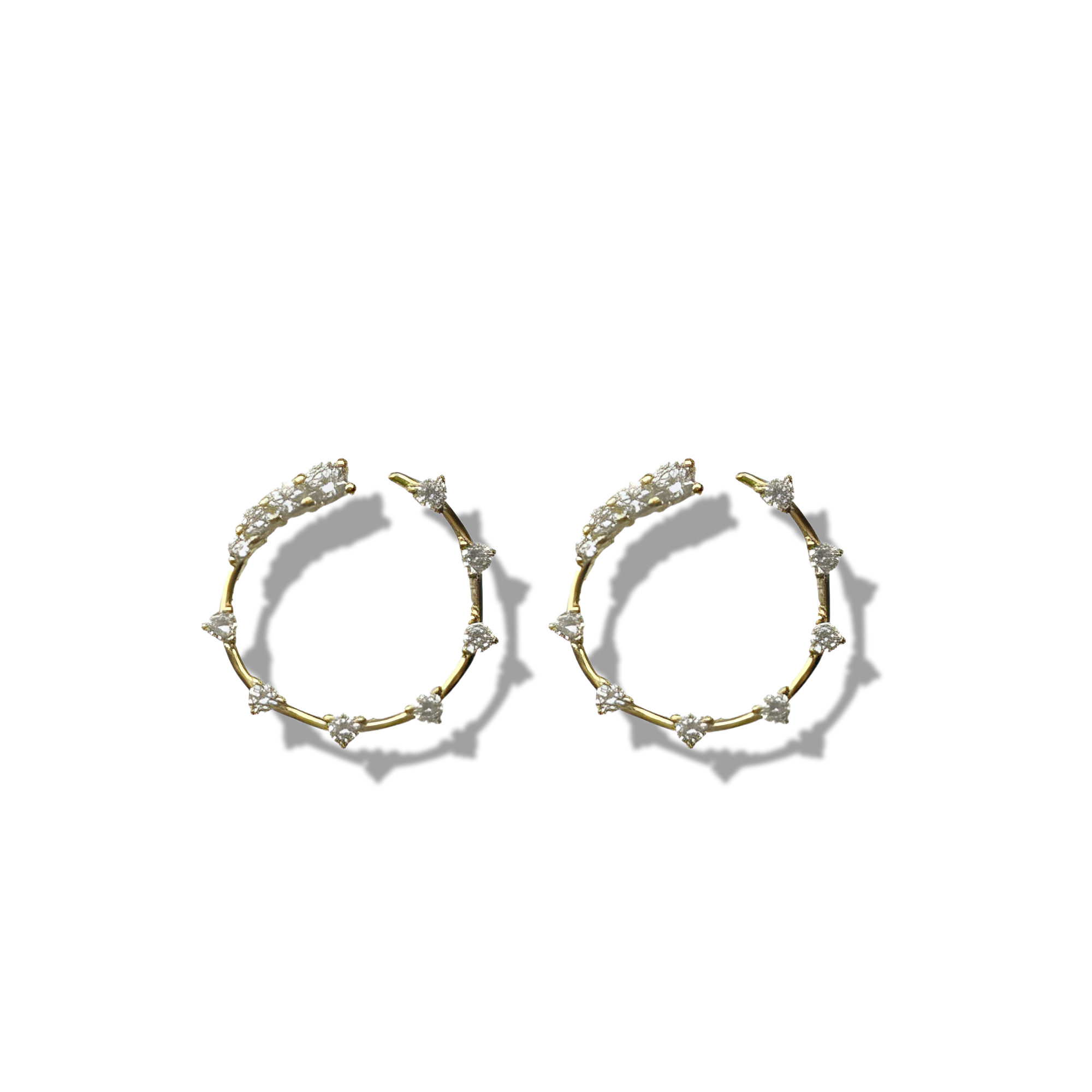 Gold Coated Zircon Semi-Circle Studs