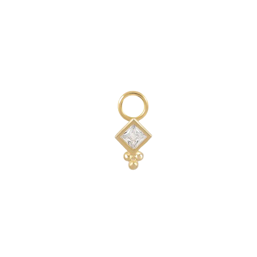 Gold Coated Diamond Shape Bezel Charm