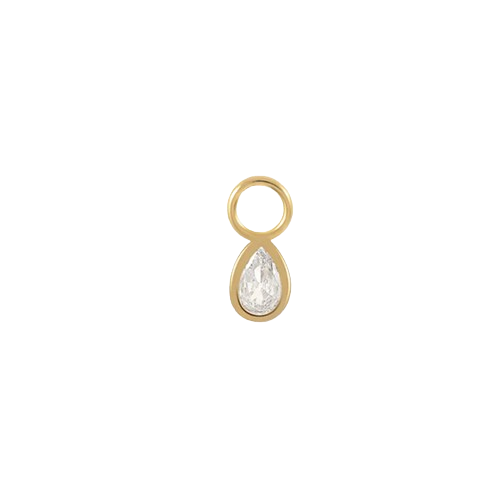 Gold Coated Bezel Tear Drop Charm