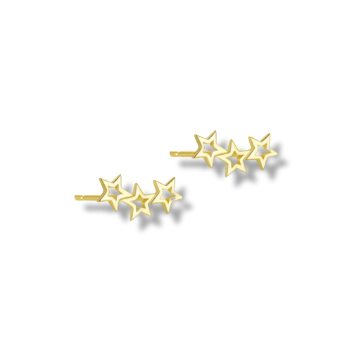 Gold Plated Sterling Silver Triple Star Stud Earrings