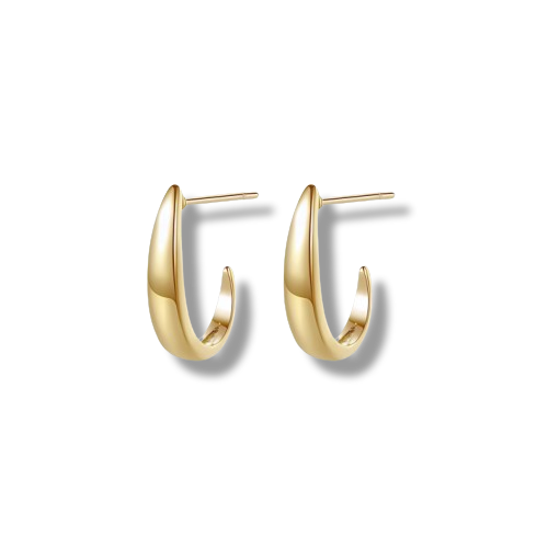 Gold Plated Sterling Silver Half Hoop Earrings