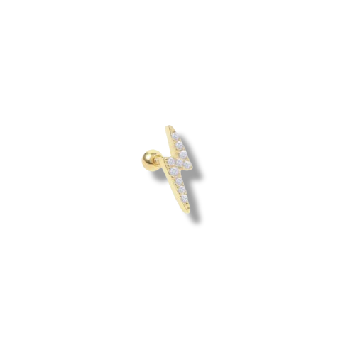 Gold Coated Lightening Bolt Piercing Stud