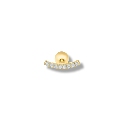18K Gold Coated Zircon Curve Piercing Stud