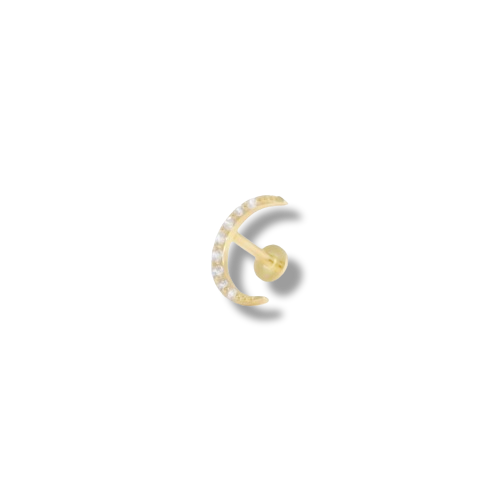 18K Gold Coated Zircon Moon Piercing Stud