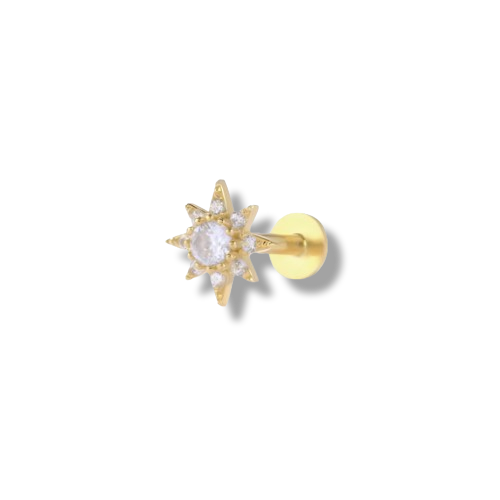 18K Gold Coated Star Burst Piercing Stud