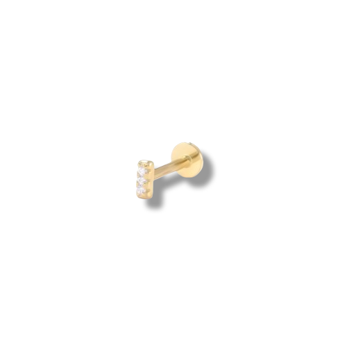 Three Stone Zircon Bar Piercing Stud