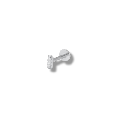 Three Stone Zircon Bar Piercing Stud