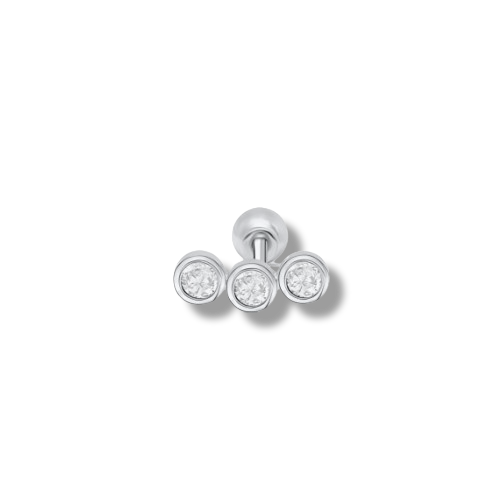 18k Gold Coated Triple Setting Piercing Stud