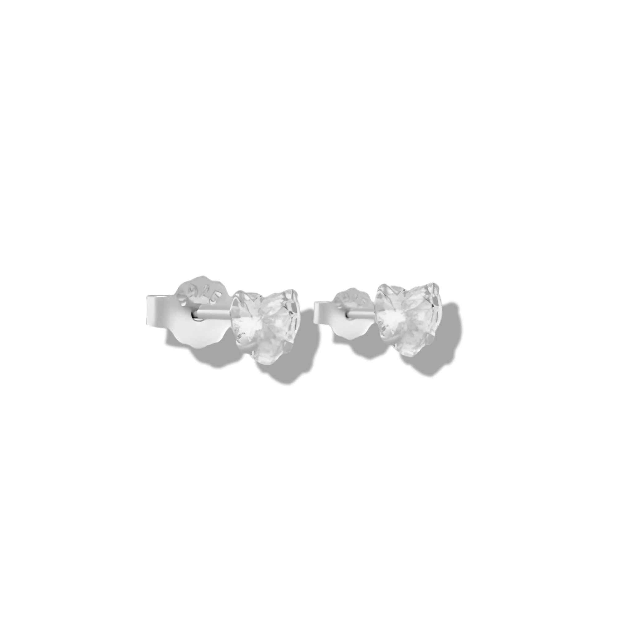 4mm Platinum Plated Sterling Silver Heart Shaped Cubic Zirconia Stud Earrings
