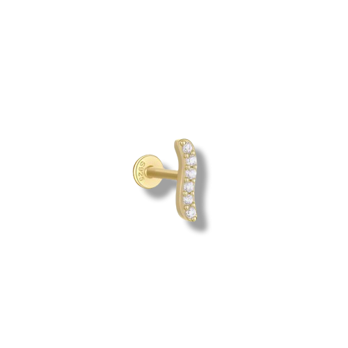 Wavy Line Zircon Piercing Stud