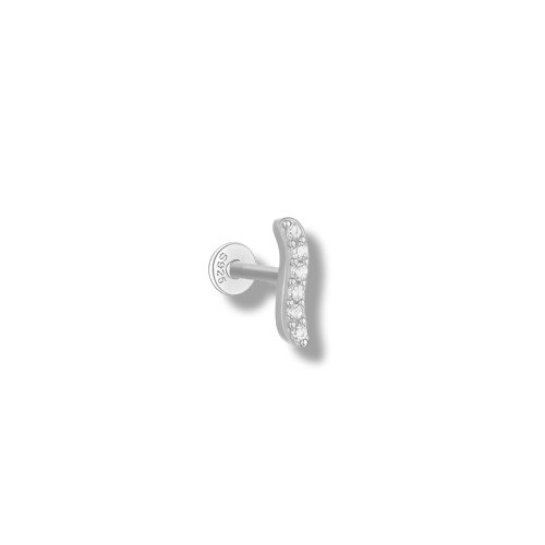 Wavy Line Zircon Piercing Stud