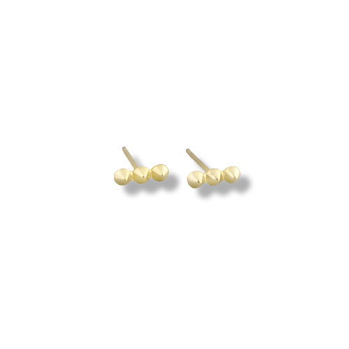 Gold Plated Sterling Silver Minimalist Spike Row Stud Earrings