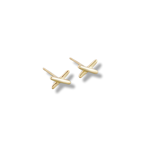 Gold Plated Sterling Silver Minimalist X Shaped Stud Earrings