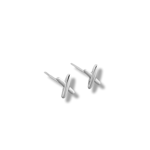Platinum Plated Sterling Silver Minimalist X Shaped Stud Earrings