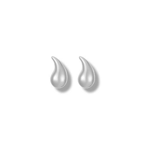 Platinum Plated Sterling Silver Tear Drop Shaped Stud Earrings