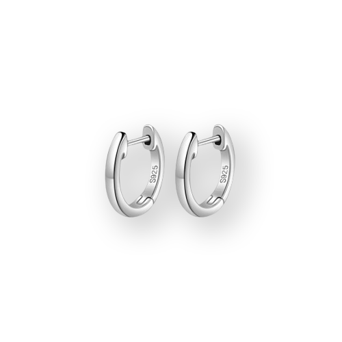 Platinum Plated Sterling Silver Hoop Earrings