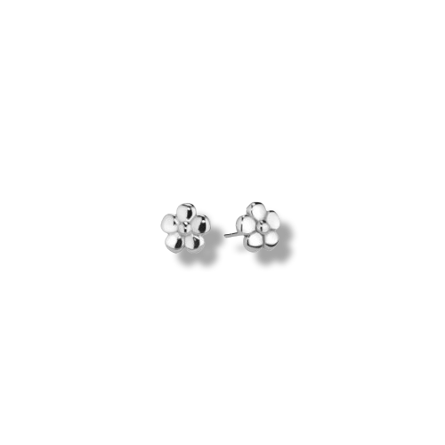 Platinum Plated Sterling Silver Daisey Shaped Stud Earrings