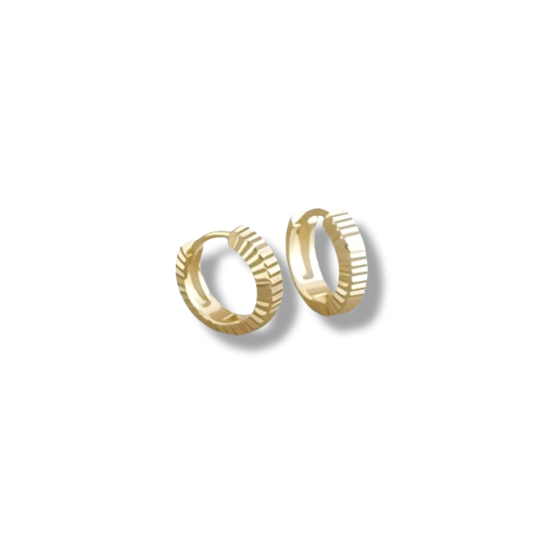 Gold Plated Sterling Silver Chunky Ribbed Hoop Earrings