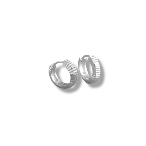 Platinum Plated Sterling Silver Chunky Ribbed Hoop Earrings