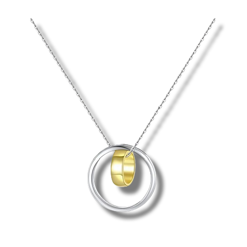 Two Tone Double Ring Necklace