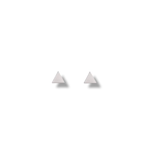 Platinum Plated Sterling Silver Minimalist Triangle Shaped Stud Earrings
