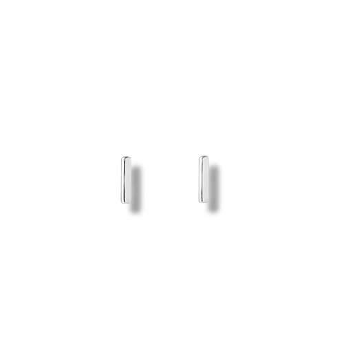 Platinum Plated Sterling Silver Minimalist Bar Stud Earrings 