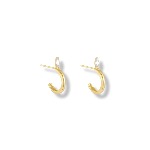 Cat Eye Shaped Zircon Half Hoops