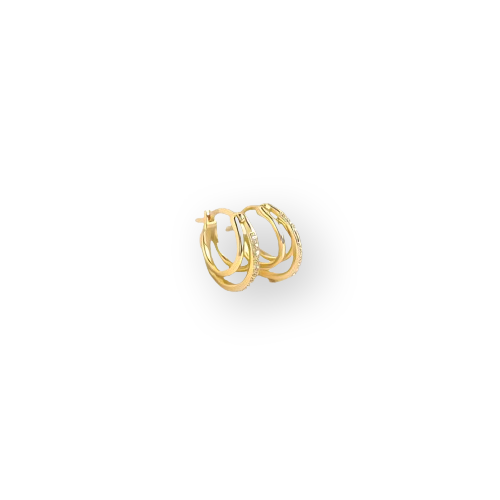 Gold Plated Sterling Silver Triple Layer Hoop Earrings