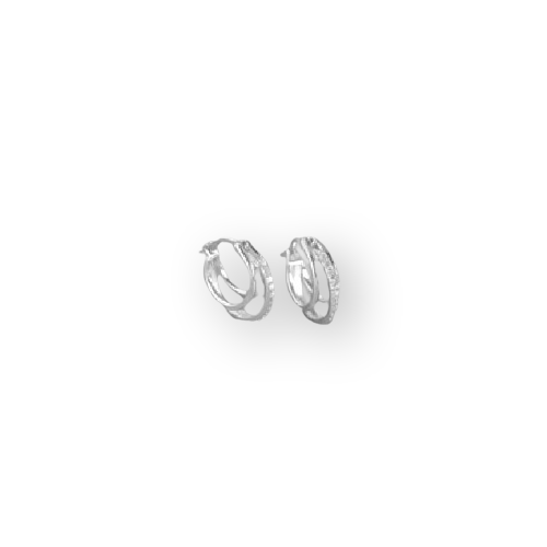 Platinum Plated Sterling Silver Triple Layer Hoop Earrings