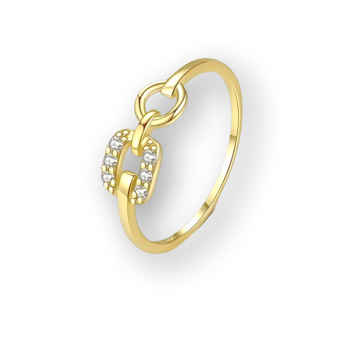 Gold Plated Sterling Silver Cubic Zirconia Circle Buckle Layering Ring