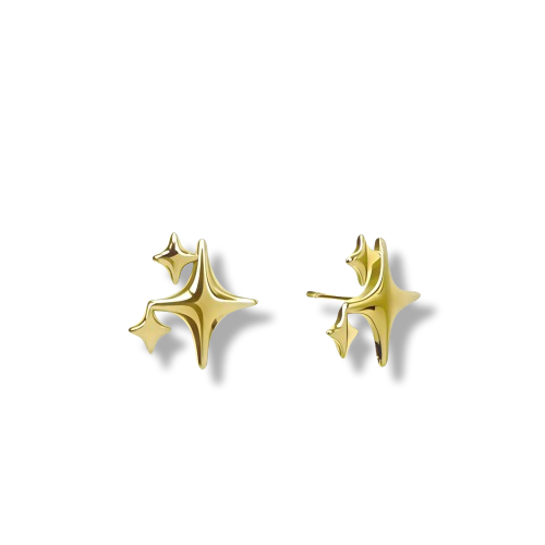 Gold Plated Sterling Silver Star Shape Stud Earrings