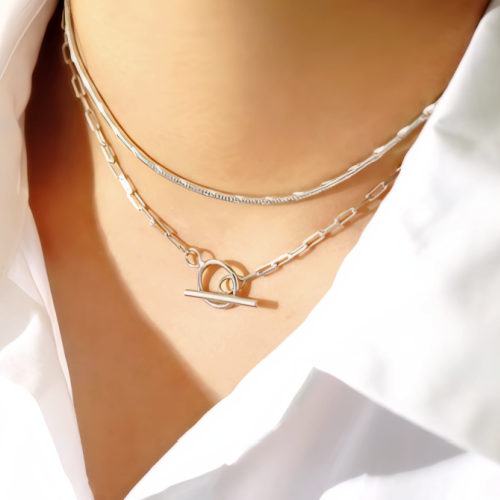 Silver Link Choker Necklace