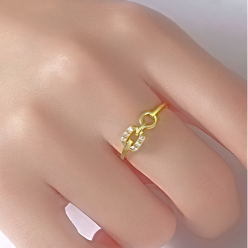 Gold Plated Sterling Silver Cubic Zirconia Circle Buckle Layering Ring Model