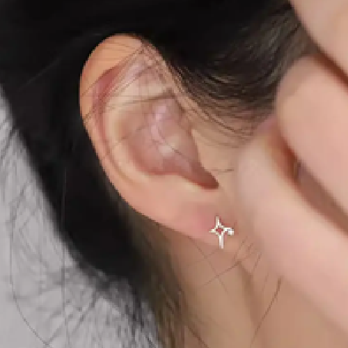 Gold Plated Sterling Silver Cubic Zirconia Star Point Stud Earrings Model