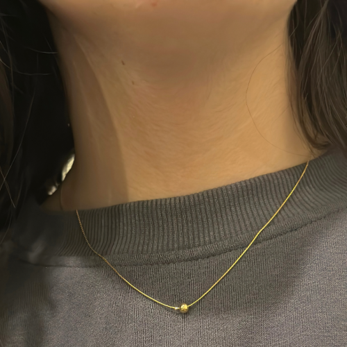 14K Gold Coated Single Bead Necklace