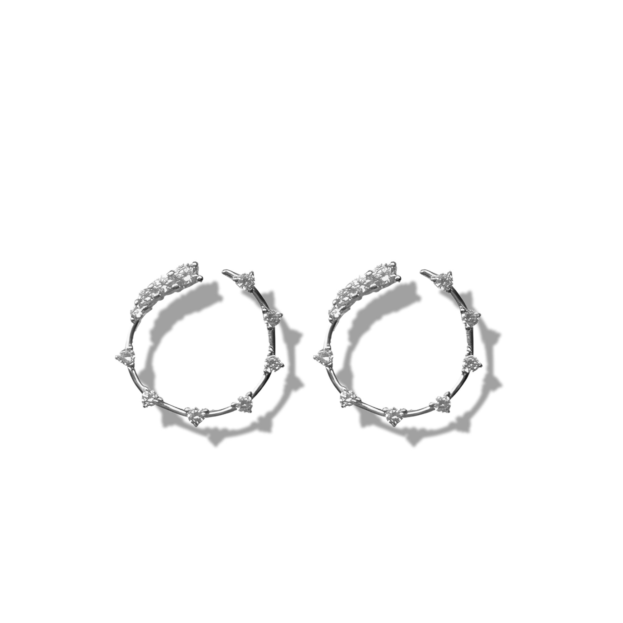 Gold Coated Zircon Semi-Circle Studs