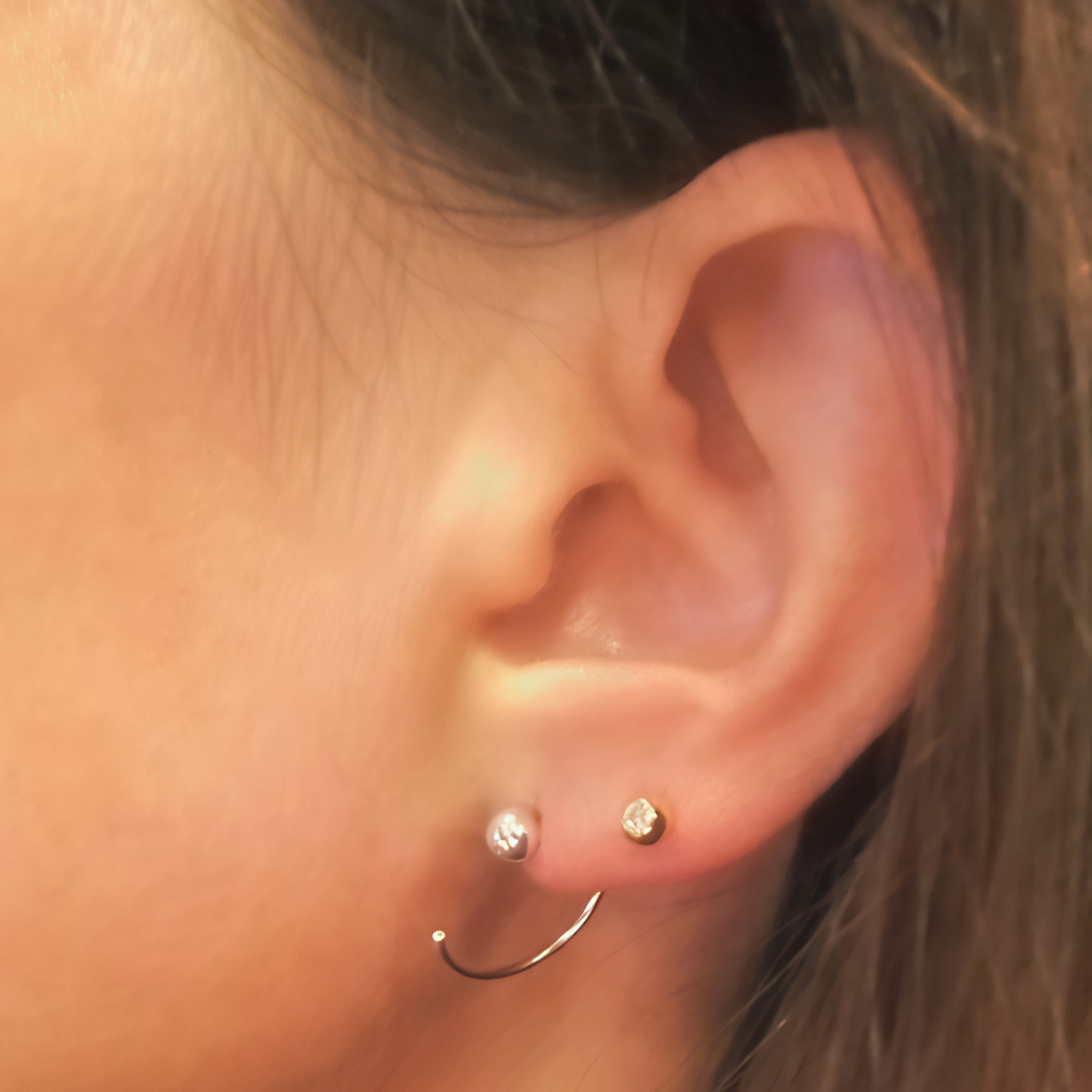 Silver Bead Stud Hoops